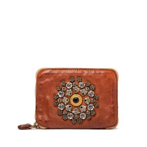 portafoglio cuoio strass e fiori