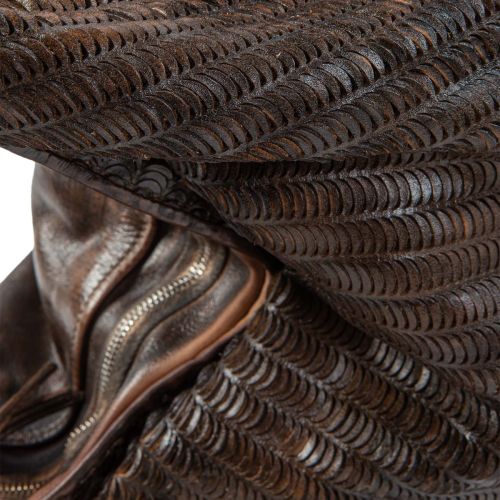 monospalla in pelle intagliata sequoia