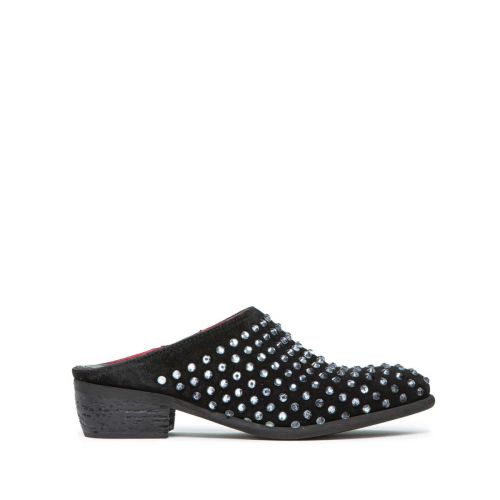 sabot con strass in camoscio nero 