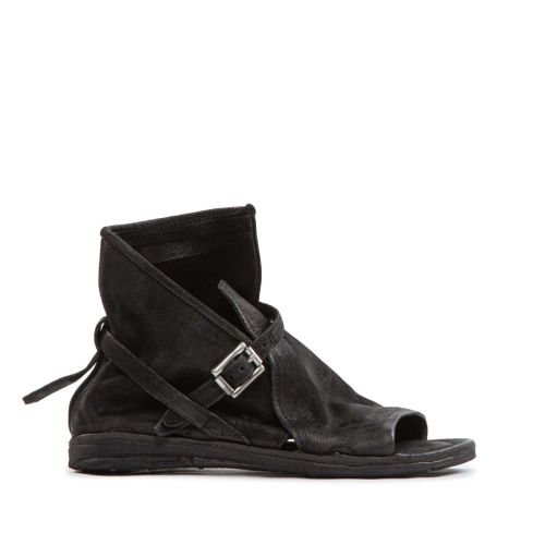 sandali fibbia in pelle nera