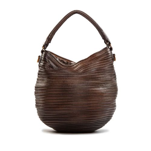 secchiello tracolla in pelle extracioccolato 