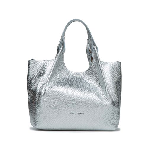 shopper DUA media in pelle argento 