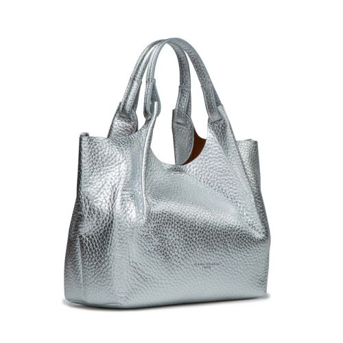 shopper DUA media in pelle argento 