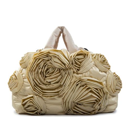 shopper floreale in tessuto panna