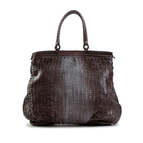 shopper in pelle intagliata jeans degrade 