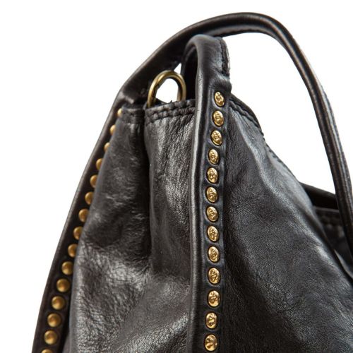 shopper VIOLA con borchie in pelle nera 