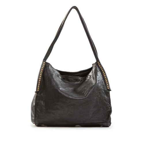 shopper VIOLA con borchie in pelle nera 