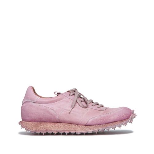sneakers in pelle rosa con carrarmato 