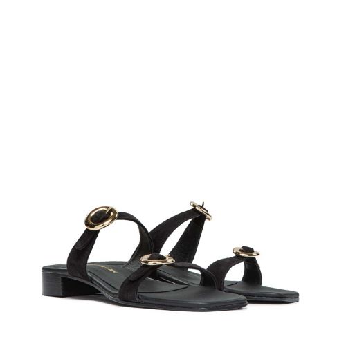 sabot due fibbie in camoscio nero 