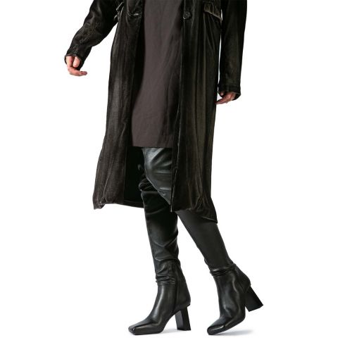 stivale tacco scultura in pelle nera