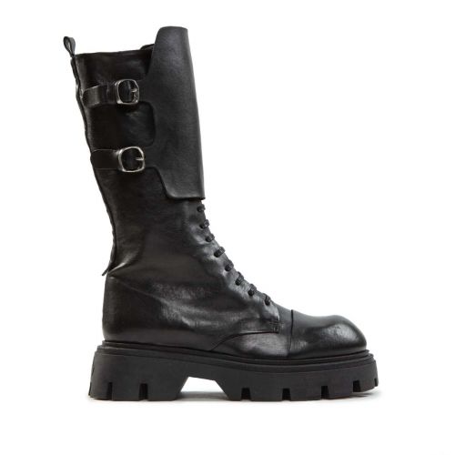 stivali anfibi in pelle nera 