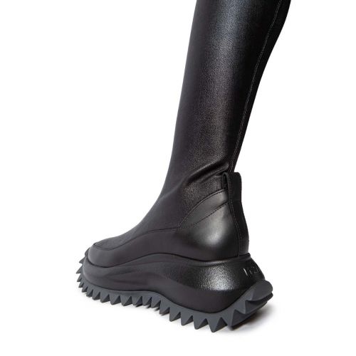 stivali cuissard con fondo sneakers in pelle nera 