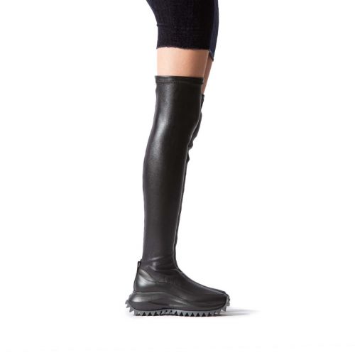 stivali cuissard con fondo sneakers in pelle nera 