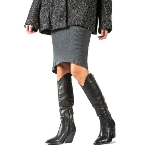 stivali texani in pelle nera