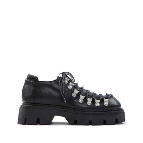 stringata pedula in pelle nera 