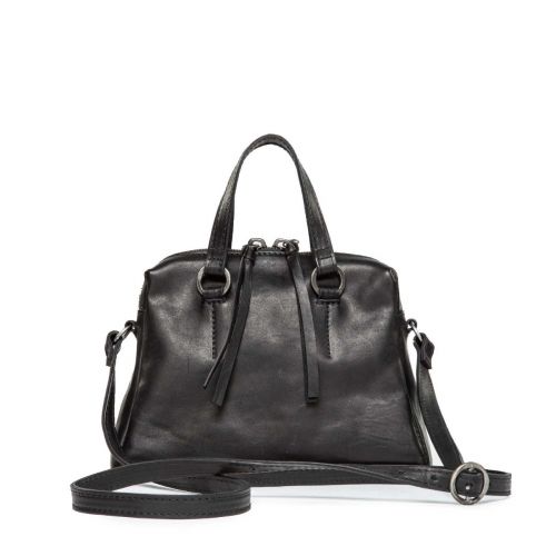 bauletto con doppio cursore in pelle nera - esclusiva Italia