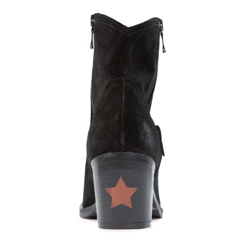 texano con doppia cerniera in camoscio nero 