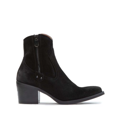 texano con doppia cerniera in camoscio nero 