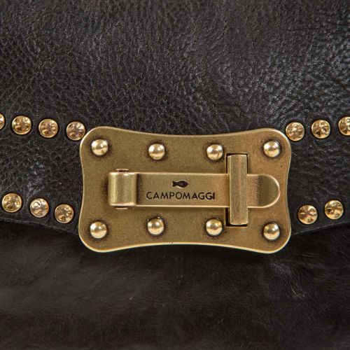 tracolla AGNESE in pelle nera con rivetti