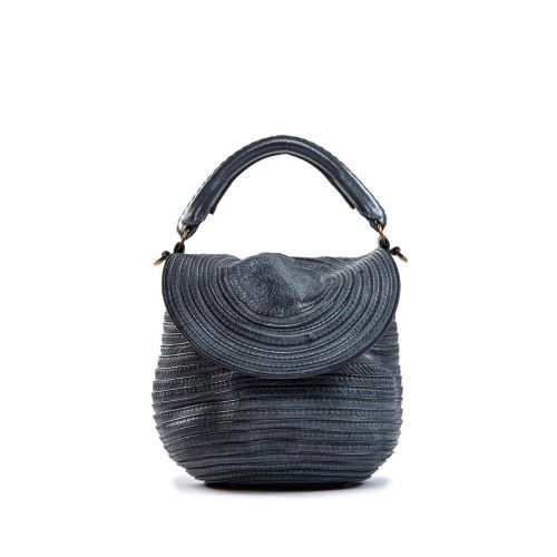 tracolla in pelle blu lavagna