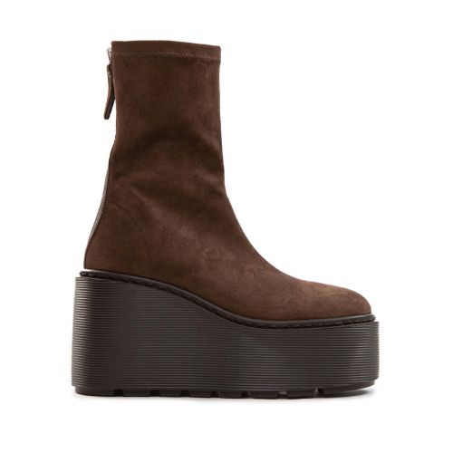 tronchetti con zeppa in camoscio marrone 