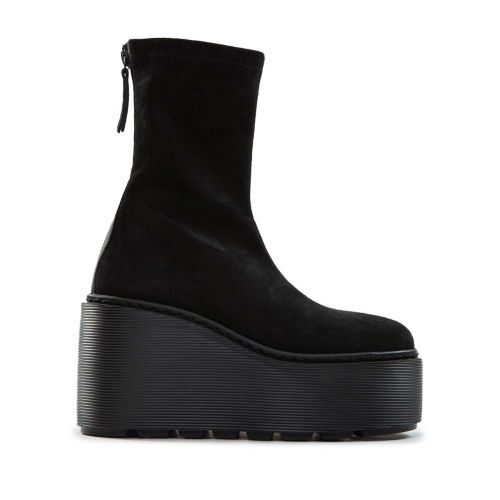 tronchetti con zeppa in camoscio nero 