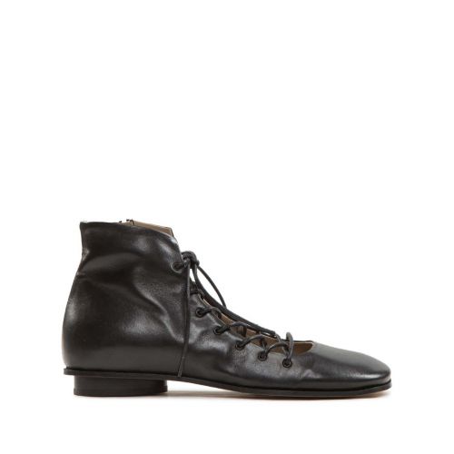 tronchetto con lacci in pelle nera 